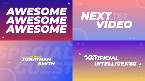 Videohive Gradient Transitions with Text Elements template preview