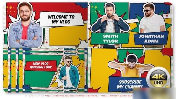 Videohive Comics Vlog Intro Openers template preview