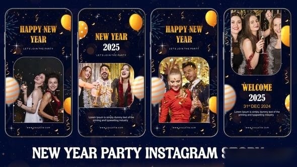 Videohive New Year Party Instagram Story Elements template preview