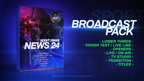 Videohive Broadcast Pack Sport News Broadcast-packages template preview