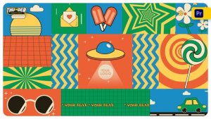 Retro Collage Background Premiere Pro template preview