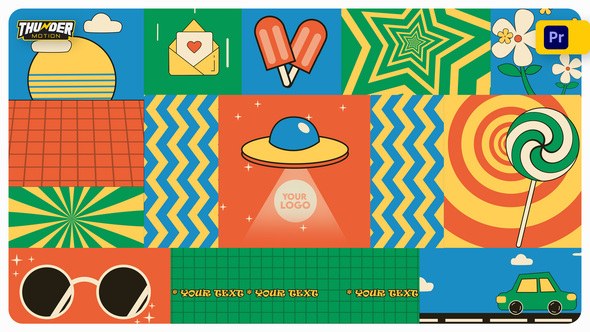 Retro Collage Background Premiere Pro template preview