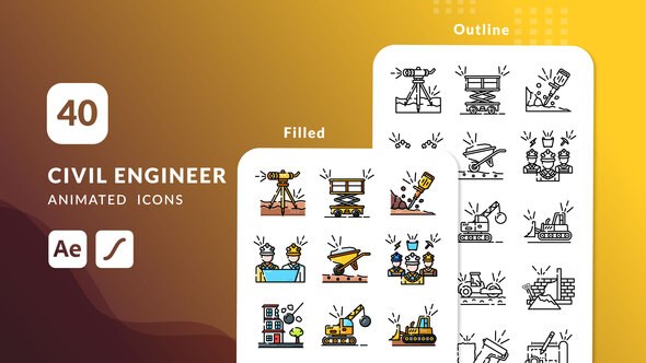 Videohive Civil Engineer Animated Icons | After Effects Elements template preview