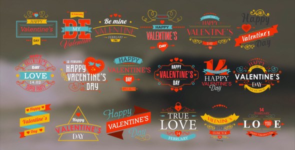 Videohive Happy Valentine's Day Badges Pack Openers template preview