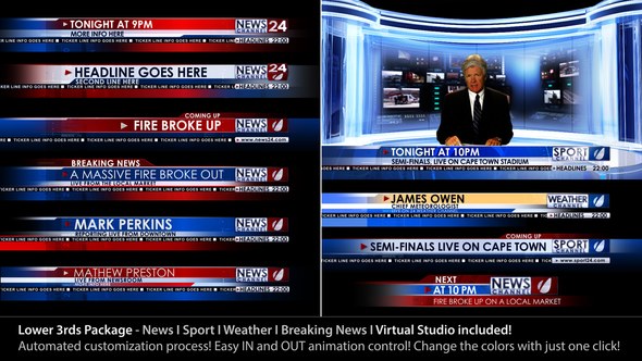 Broadcast Design - News Lower Third Package1 Video Displays template preview