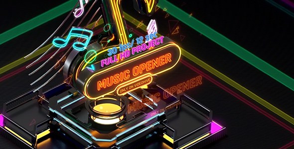 Videohive Music Opener Neon Style/ Music Award/ Old Music Boombox/ Radio Show/ Speakers and Bass Openers template preview