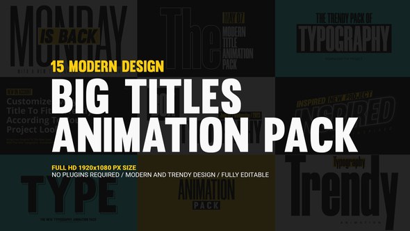 Videohive Big Titles Animation Pack Titles template preview