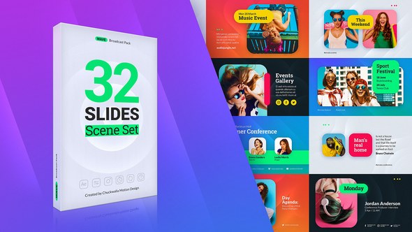 Videohive Wave Slides Scene Set Video Displays template preview