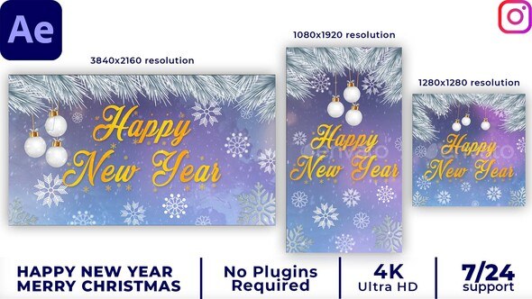 Videohive Merry Christmas Intro | Happy New Year Intro PACK Video Displays template preview