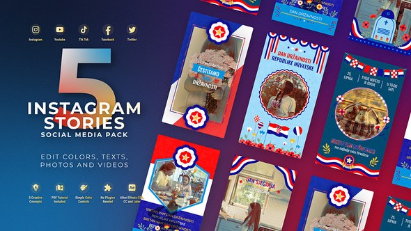 Videohive Stories Independence Day Croatia Flag Instagram Stories Memorial Day Product Promo template preview
