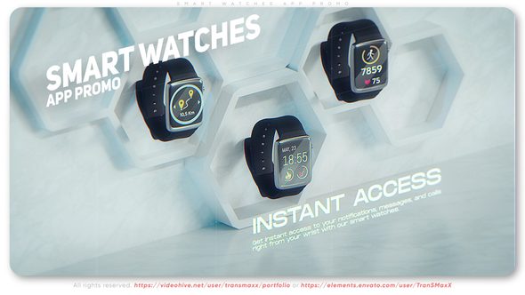Videohive Smart Watches App Promo Video Displays template preview