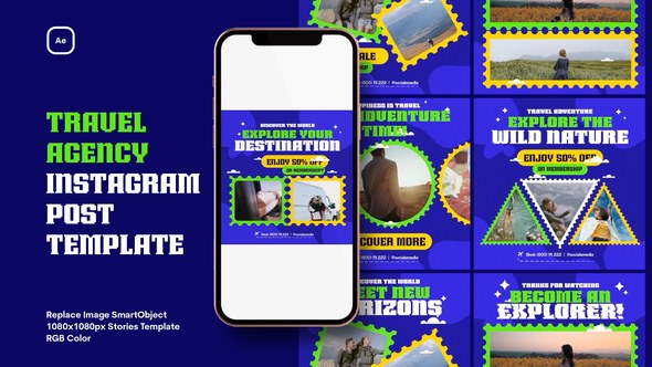 Videohive Travel Agency Instagram Post Template 42316225 Product Promo template preview