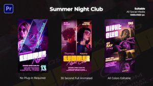 Summer Night Club Instagram Reels Premiere Pro template preview