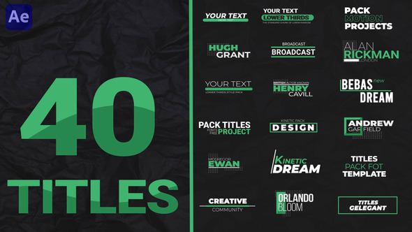 Videohive 40 Titles Pack 4k Titles template preview