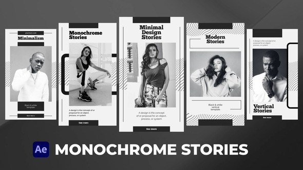 Videohive Monochrome Stories for After Effects Product Promo template preview