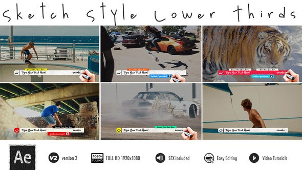 Lower Thirds - Sketch Video Displays template preview