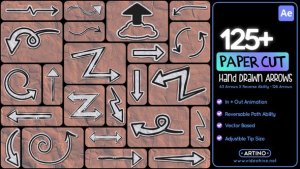 Videohive 125+ Paper Cut Hand Drawn Arrows Elements template preview