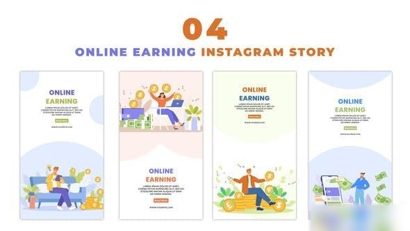 Videohive Online Earning Money Flat Character Instagram Story