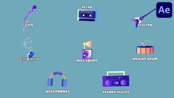 Videohive Music Icons And Titles for After Effects Titles template preview