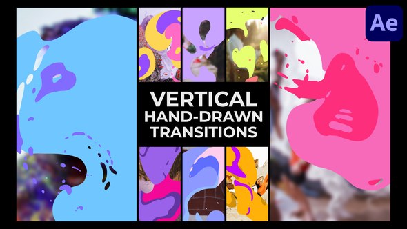 Videohive Vertical Liquid Hand Drawn Transitions | After Effects Elements template preview