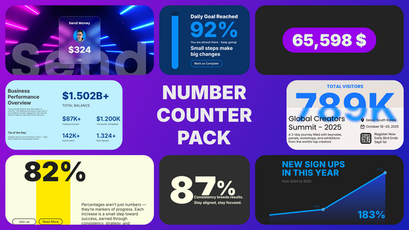 Videohive Number Text Counter Animation Video Displays template preview