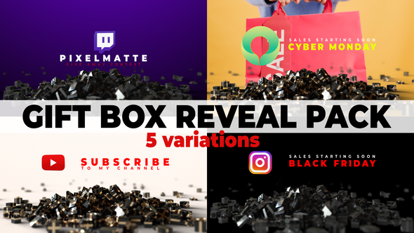 Videohive Gift Box Reveal Packs | Social Media | Black Friday & Cyber Monday Logo Stings template preview