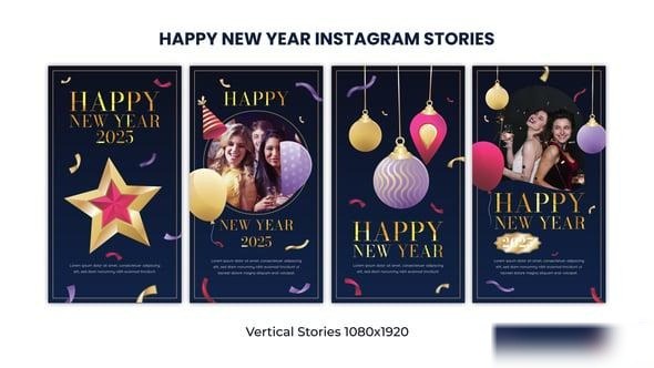 Videohive Happy New Year 2025 Instagram Stories | New Year 2025 Wishes Openers template preview