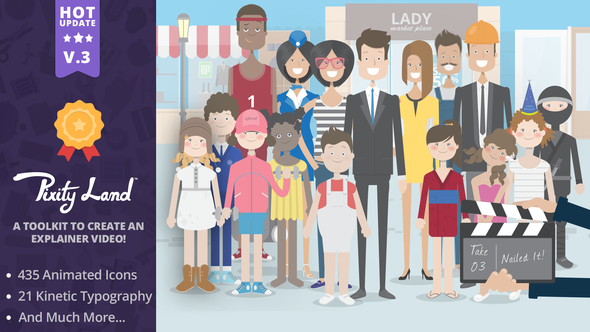 Pixity Land | Character Animation Explainer Toolkit Video Displays template preview