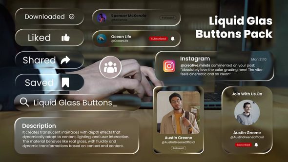 Videohive Liquid Glass UI Elements Elements template preview