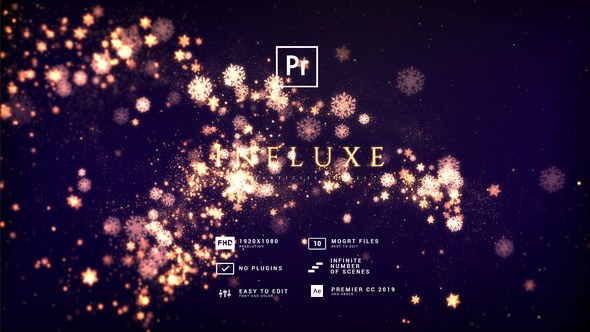 Golden Snowflakes Flow Titles MOGRT Premiere Pro template preview