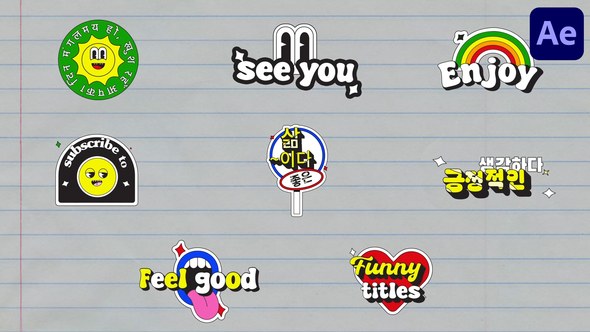 Videohive Funny Stickers for After Effects Titles template preview