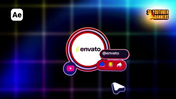 Videohive 3D YouTube Subscribe & Like Banners Elements template preview