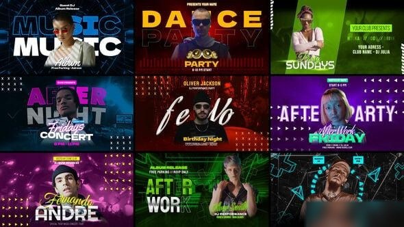Videohive Dance Party Freeze Frame Elements template preview