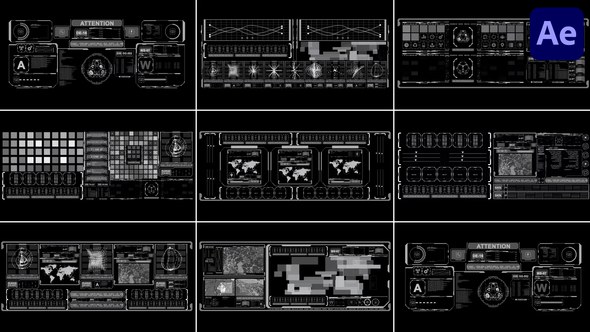 Videohive Hud Large Screens for After Effects 53178442 Elements template preview