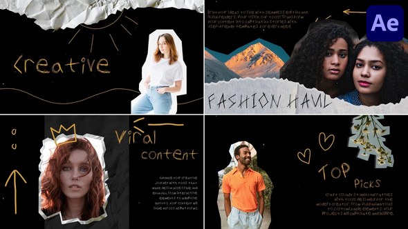 Videohive Creative Crumbled Paper Slides for After Effects Openers template preview