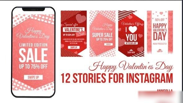 Videohive Valentine Day Sales Instagram Story Openers template preview