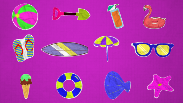 Videohive Paper Cut Summer Elements Broadcast-packages template preview