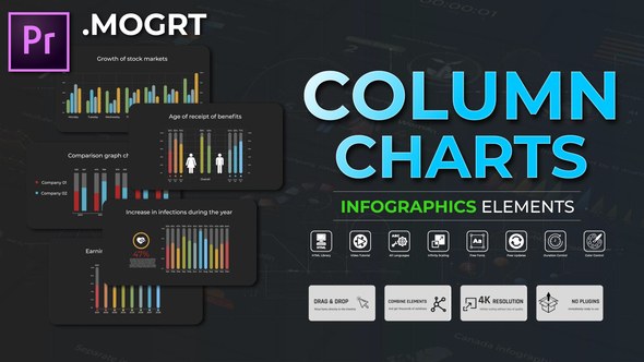 Infographic Column Charts MOGRT Premiere Pro template preview