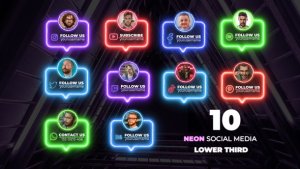 Videohive Neon Social Lower Thirds Logo Stings template preview