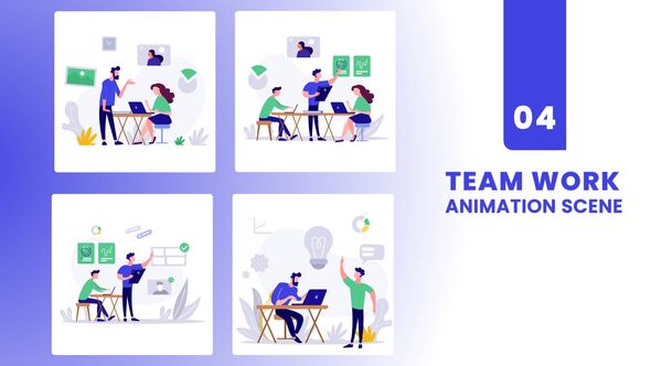 Videohive Process of Team Work Illustration Animation Scene Elements template preview