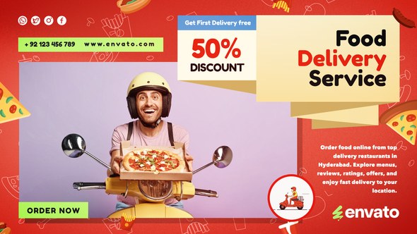 Videohive Food Delivery Services Slideshow Video Displays template preview