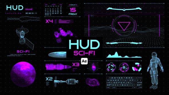 Videohive HUD Sci-Fi for After Effects Infographics template preview