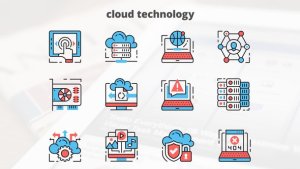 Cloud Technology – Thin Line Icons Video Displays template preview