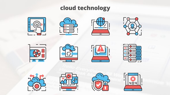 Cloud Technology – Thin Line Icons Video Displays template preview