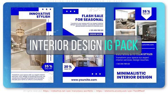Videohive Interior Design Instagram 10 PACK Openers template preview
