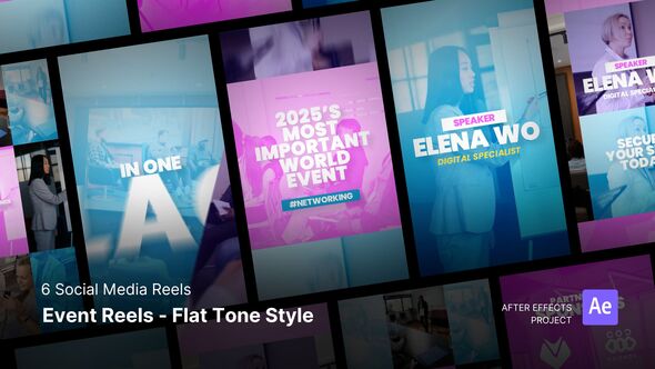 Videohive Social Media Reels - Event Reels Flat Tone Style After Effects Template Video Displays template preview