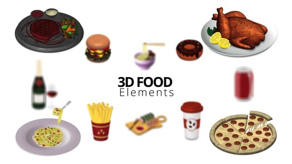 Videohive 3D Food Elements Elements template preview