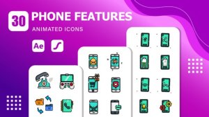Videohive 30 Phone Features Animated Icons | After Effects Template & Lottie Animation Elements template preview