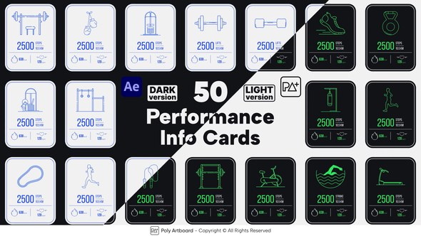 Videohive Fitness Performance Info Cards For After Effects Elements template preview