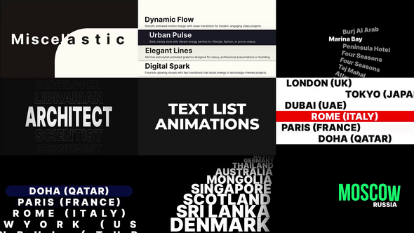Videohive Looping Text List Animation Pack Titles template preview